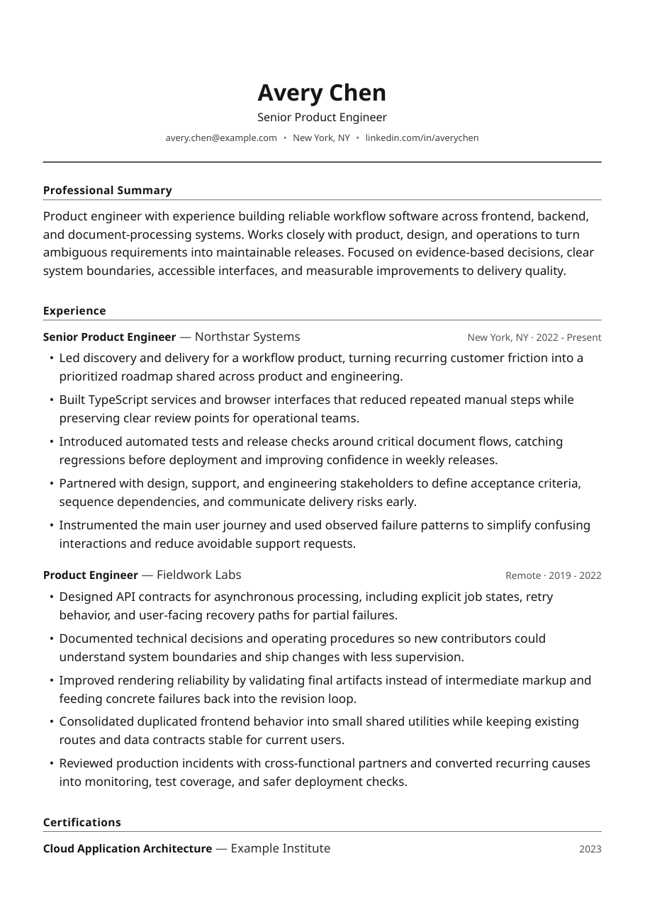NailTheRole Standard black-and-white resume